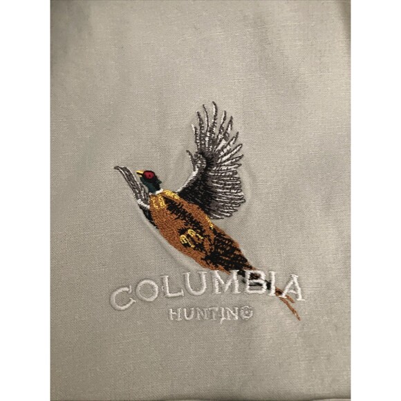 Columbia Quilted Hunting Shirt Mens LARGE Beige Brown Pheasant Button Down - Picture 4 of 13